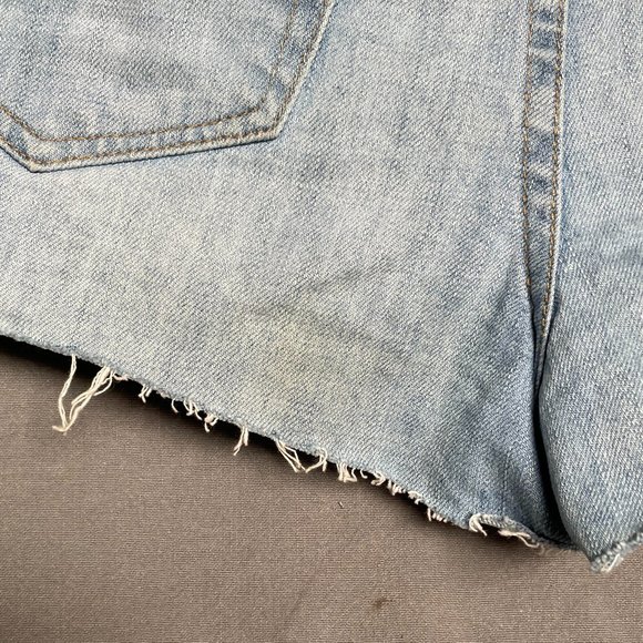 ripped denim cutoff high waisted shorts - Picture 3 of 3